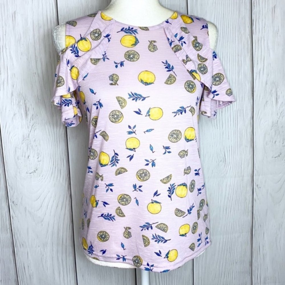 Lemon Purple Yellow & Blue Off Shoulder Blouse